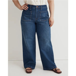 Madewell Womens Perfect Vintage Wide Leg Jean 14W Dark Blue High Rise